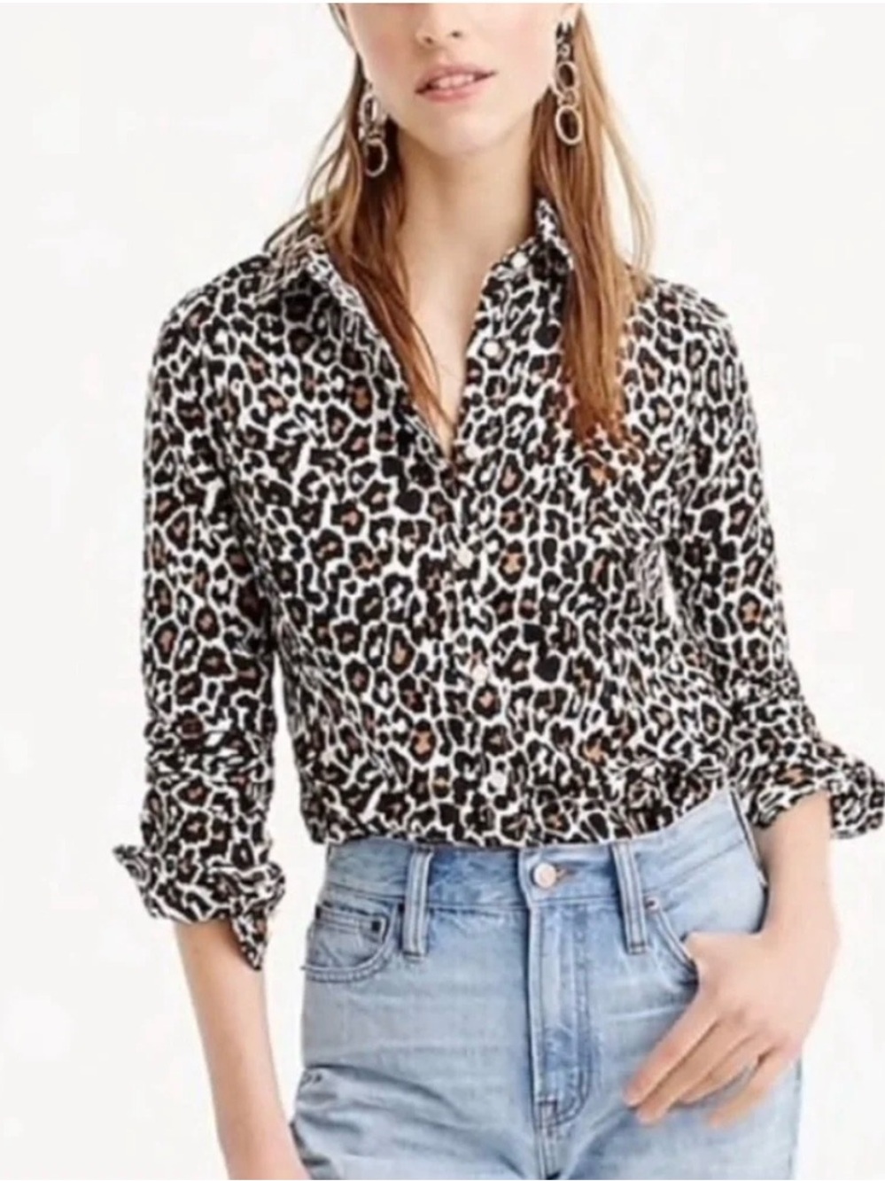 J. Crew Women’s Leopard Print Button-Down Shirt - Black & Brown